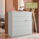 Ver imagem 7 de Cômoda para Quarto com 5 Gavetas Compacta 86,8CMX45CMX91,5cm Cinza