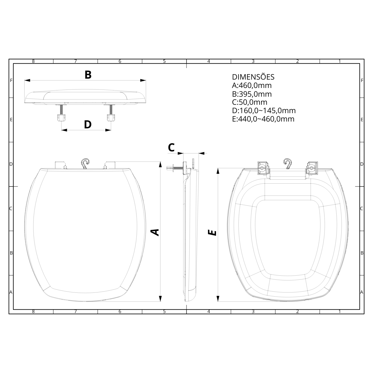 Assento Tampa para Vaso Sanitário Almofadado Compatível Thema Preto Durín - 4