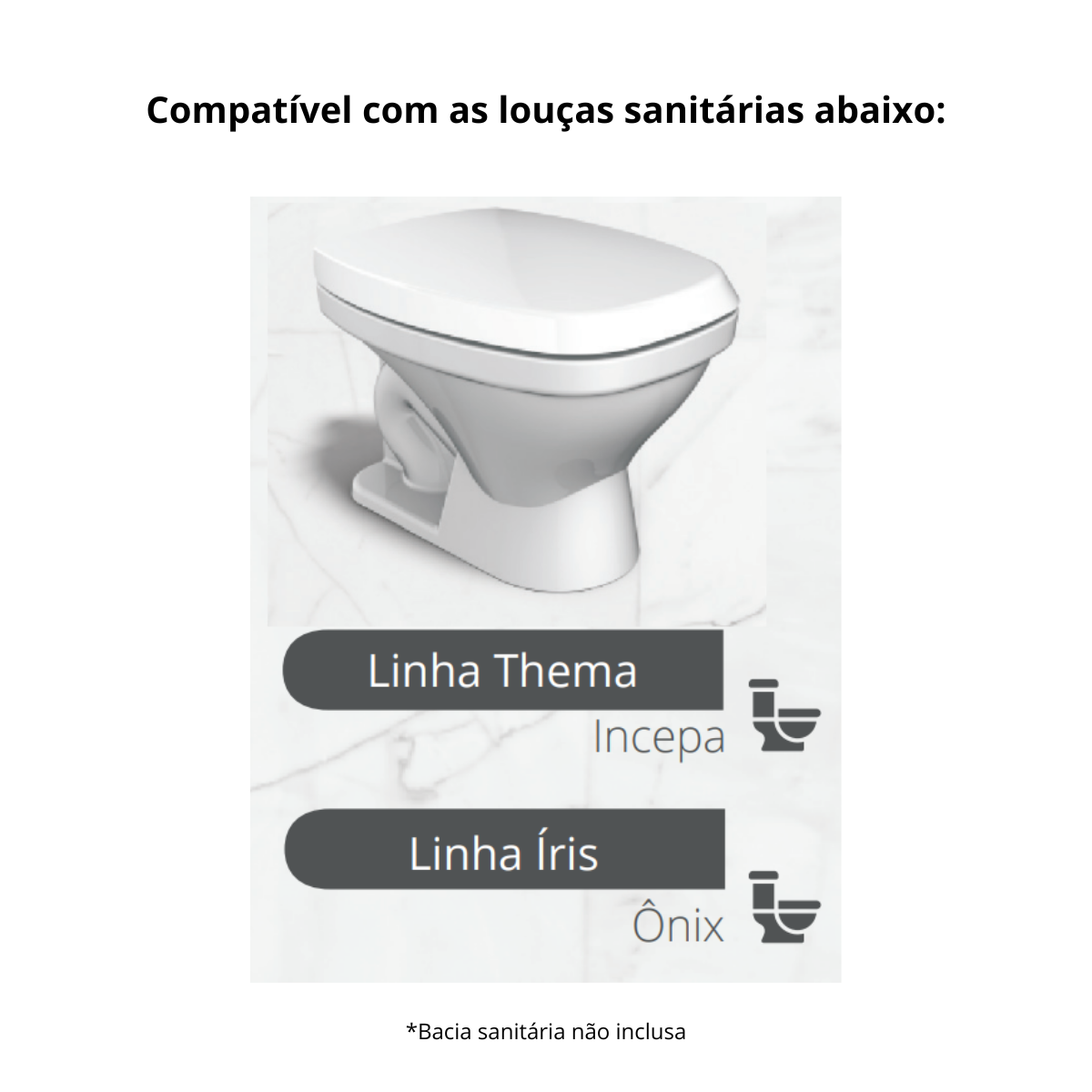 Assento Tampa para Vaso Sanitário Almofadado Compatível Thema Preto Durín - 3