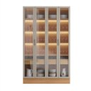 Ver imagem 6 de Cristaleira Decorativa Portas em Vídro Solari Mdf 140cm Luminária Led Jequitibá/gris Fosco G77 - Gra