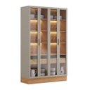 Ver imagem 1 de Cristaleira Decorativa Portas em Vídro Solari Mdf 140cm Luminária Led Jequitibá/gris Fosco G77 - Gra