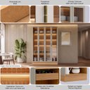 Ver imagem 3 de Cristaleira Decorativa Portas em Vídro Solari Mdf 140cm Luminária Led Jequitibá/gris Fosco G77 - Gra