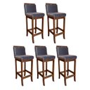 Ver imagem 1 de Kit 5 Banquetas Alta Estofada para Bancada Gourmet 38 x 102 Cm Turim Madeira Maciça Suede Cinza CCS