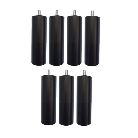 Kit 7 Pés Cama Box Solteiro ou Bipartida Tubo 13 Cm Cor:preto