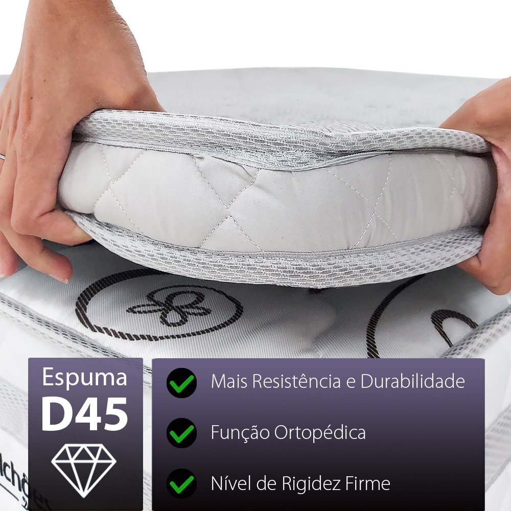 Pillow Top Queen Espuma Firme Alta Durabilidade D45 158x198x5cm - BF Colchões - 3