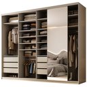 Ver imagem 1 de Closet Casal 1 Porta de Correr com Espelho 6 Gavetas 277cm Mdf Sonni R02 Bege - Lyam Decor
