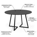 Ver imagem 3 de Mesa de Jantar 4 Lugares 120cm Redonda Industrial Rigo Preta - Straub Web