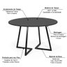 Mesa de Jantar 4 Lugares 120cm Redonda Industrial Rigo Preta - Straub Web - 3
