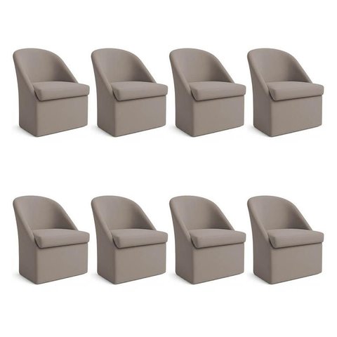 Kit 8 Poltronas Decorativas Malli Linho - Pallazio Cor:Cappuccino