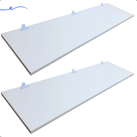 Kit 2 Prateleira Branca 90X30 + Suporte Flutuante Mdf  Organizadora Decoração Cozinha Banheiro Sala