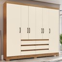 Ver imagem 2 de Guarda Roupa Casal B355 6 Portas e 6 Gavetas Nature/off White - Móveis Briz