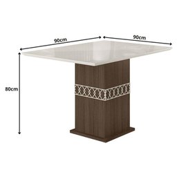 Mesa de Jantar 90cm com Vidro Amêndoa Off White com 4 Cadeiras Jade Bordada Amêndoa Cappuccino – Pol - 2