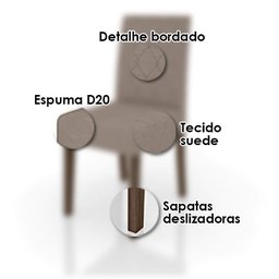 Mesa de Jantar 90cm com Vidro Amêndoa Off White com 4 Cadeiras Jade Bordada Amêndoa Cappuccino – Pol - 5