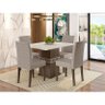 Mesa de Jantar 90cm com Vidro Amêndoa Off White com 4 Cadeiras Jade Bordada Amêndoa Cappuccino – Pol - 6