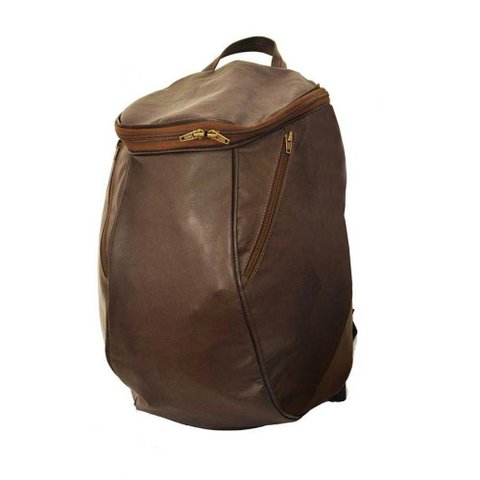Mochila Masculina de Couro Grande Cor Marrom com Faixa Branca? Não