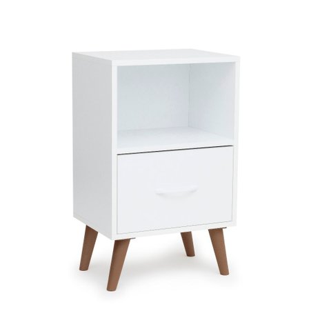 Mesa de Cabeceira (Selo Fsc) 66 x 40 x 30 cm com Gaveta e Nicho Branca