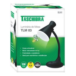 Luminária de Mesa Articulável Tlm 03 Taschibra Preta - 2