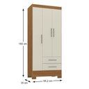 Ver imagem 2 de Guarda-roupa Solteiro 3 Portas 2 Gavetas Rio Grande Cinamomo/off White - Rodial