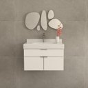 Ver imagem 2 de Gabinete Banheiro Bergan Anna 60cm com Tampo Vidro Moldado - Branco/cinza