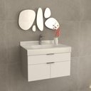 Ver imagem 1 de Gabinete Banheiro Bergan Anna 60cm com Tampo Vidro Moldado - Branco/cinza