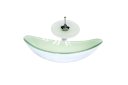 Ver imagem 1 de CUBA DE VIDRO OVAL 47CM BRANCA + VALVULA + TORNEIRA CASCATA