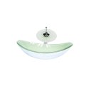 Ver imagem 1 de CUBA DE VIDRO OVAL 47CM BRANCA + VALVULA + TORNEIRA CASCATA