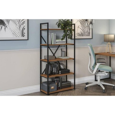 Estante Livreiro Casal Industrial Alta Li006 72cm Canela/preto - Kappesberg