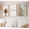 Kit 3 Quadros Decorativos Boho Bege para Sala Quarto Mar Gratidão - 3