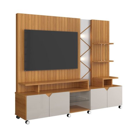 Estante Home para Tv de 55 Polegadas Cross Lukaliam:jequitiba / Off White