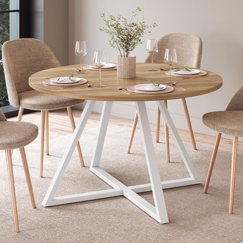 Mesa Jantar Redonda 4 Lugares 110cm Home Office Sevilha/branco 25933