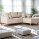 Ver imagem 3 de Sofá 3 Lugares Beny com Chaise Direito Suede Bege