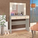 Ver imagem 1 de Penteadeira Camarim Maia 90 X 145 X 38 Cm Espelho Luz Led 2 Gavetas Mdp Cinza Champagne - Clicklar