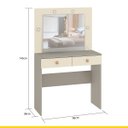 Ver imagem 3 de Penteadeira Camarim Maia 90 X 145 X 38 Cm Espelho Luz Led 2 Gavetas Mdp Cinza Champagne - Clicklar