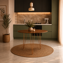Ver imagem 1 de Mesa Sala e Jantar Redonda 90cm Amêndoa Clips 3 Pés Base Cobre