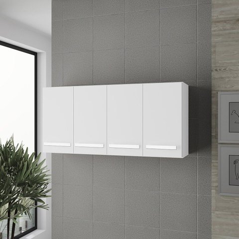 Armário Aéreo Mara 120 cm 4 Portas Moblis: Branco