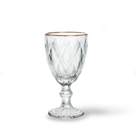 Jogo 6 Taças Diamond Borda Dourada 340ml