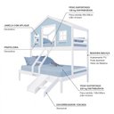 Ver imagem 4 de Beliche Casal/ Solteiro Casinha Dos Sonhos com Escada/ Escorregador Madeira Maciça Branco/ Azul