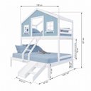 Ver imagem 3 de Beliche Casal/ Solteiro Casinha Dos Sonhos com Escada/ Escorregador Madeira Maciça Branco/ Azul