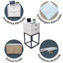 Ver imagem 4 de Kit 2 Mesas Cabeceira Industrial 30cm Branco 2 Gavetas Base Metal Preto Lateral Cama