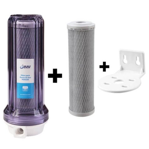 Filtro Agua Pou Carvão Ativado Bbi 230 Tr + Refil + Suporte Cor Transparente Voltagem Não Se