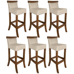 Kit Banqueta para Cozinha Americana 6 Unidades Bistro Balcao com Encosto Estofada Gourmet Qualidade