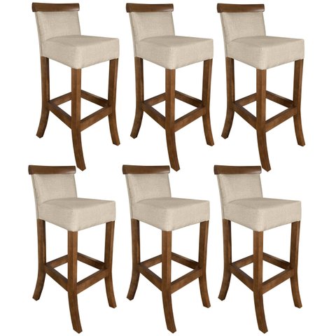 Kit Banqueta para Cozinha Americana 6 Unidades Bistro Balcao com Encosto Estofada Gourmet Qualidade