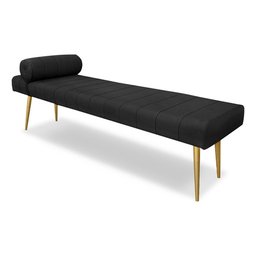 Recamier Divã Puff Luxo Preto 1.58cm Pés Palito em Aço Bz Decor - 2