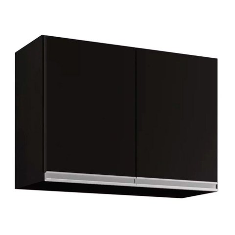 Armário Aéreo de Cozinha 02 Portas Eva Preto 80cm