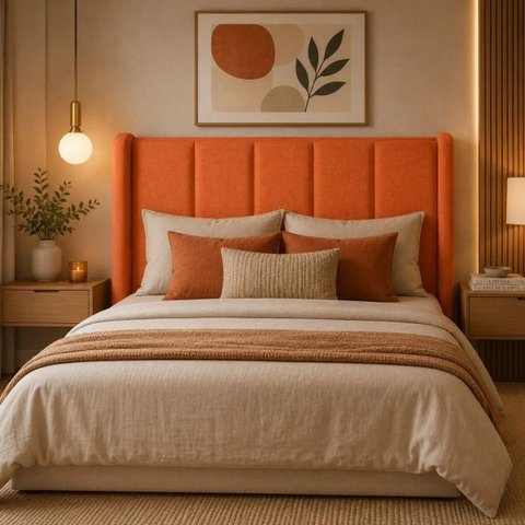 Cabeceira Estofada Valentina Luxo Moderna King 1.95 Bz Home Decor Terracota