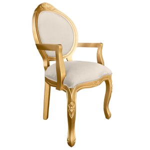 Poltrona Entalhada com Braço Decorativa Imperatriz Luxo Trono Provençal Aréa Gourmet Leitura Linhage
