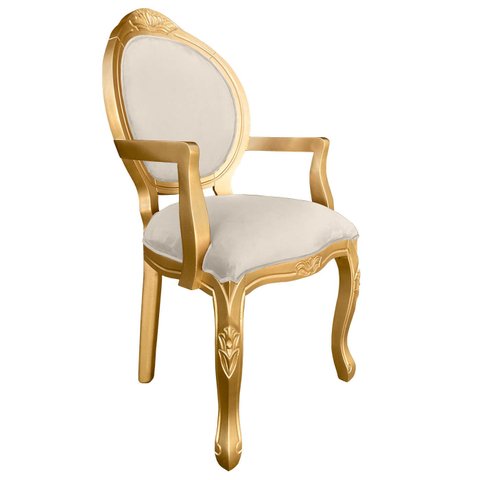 Poltrona Entalhada com Braço Decorativa Imperatriz Luxo Trono Provençal Aréa Gourmet Leitura Linhage