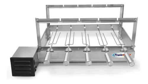 Churrasqueira Giratória Rotativa 5 Espetos Inox Giram Opostos Motor WEG - Lado Esquerdo