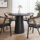 Ver imagem 2 de Mesa de Jantar Redonda 100cm Scandi 4 Lugares Lamina Natural de Madeira Preto