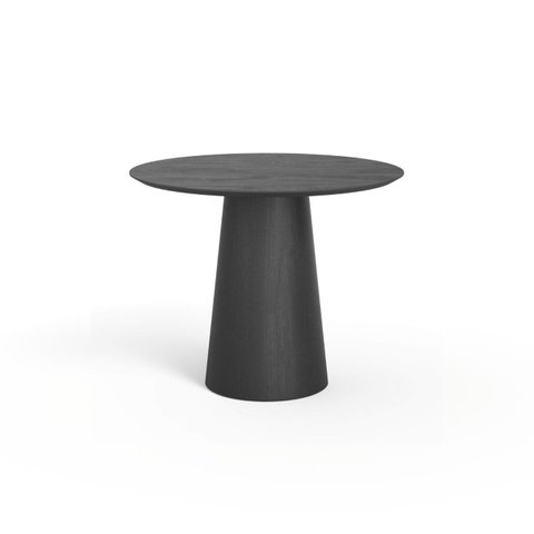 Mesa de Jantar Redonda 100cm Scandi 4 Lugares Lamina Natural de Madeira Preto